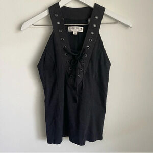 Idyllwind by Miranda Lambert front lace up black tank top size XS